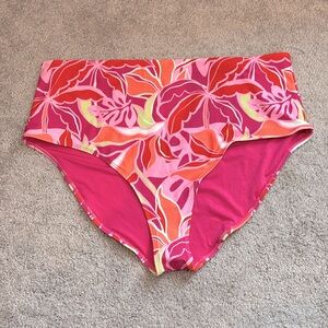 Floral Print High Waisted Swim Bottoms
